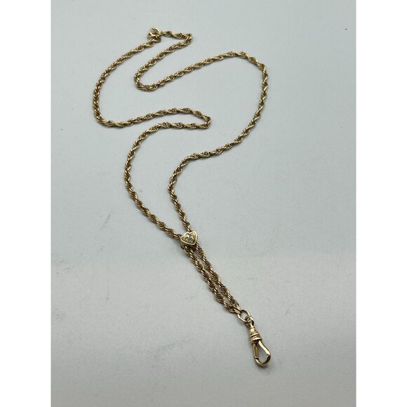 Antique Gold Filled Victorian Watch Locket Chain Opera Necklace Swivel Clip - Picture 3 of 7